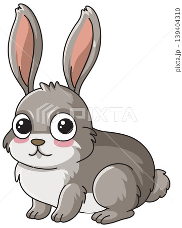 Cute Grey Rabbit Vector Illustration with Large Eyes and Long Ears 139404310