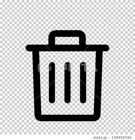 Line art icon of a trash can with a lid 139404584
