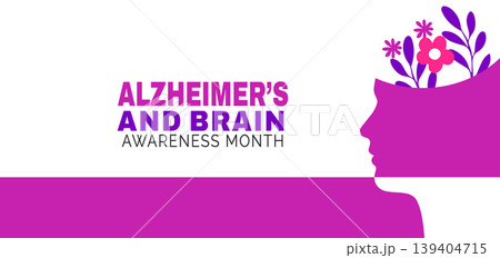 Alzheimer's and Brain Awareness Month in June with purple Design elements Alzheimer's and Brain Awareness Month in June with purple Design elements 139404715