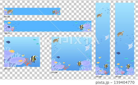 水下插畫橫幅套裝 139404770