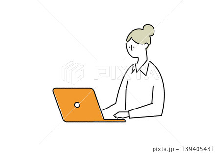 ノートPCで作業をする女性 139405431