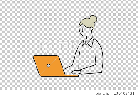 ノートPCで作業をする女性 139405431