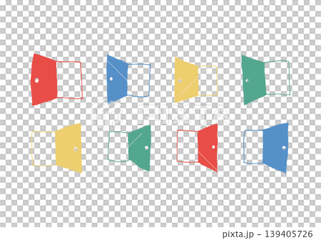 A set of simple and colorful hand-drawn illustrations of doors opening to the left and right. A set of simple and colorful hand-drawn illustrations of doors opening to the left and right. 139405726