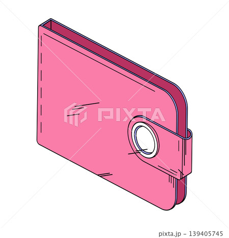 Isometric pink wallet vector icon. Doodle style for finance and banking design. 139405745