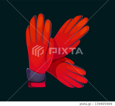 Cartoon soccer goalkeeper gloves ABC font letter K. Soccer sport type letter, european football league typeset isolated vector font symbol. Sport match English alphabet element or ball game game sign 139405909