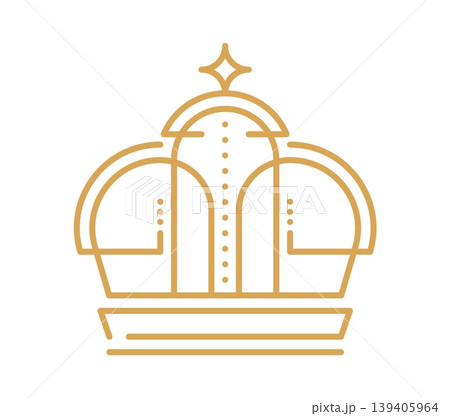 King royal luxury crown line icon or emblem. King crown graphic thin line emblem, queen tiara golden lineart vector symbol. Monarch royal power jewelry abstract outline icon or label King royal luxury crown line icon or emblem. King crown graphic thin line emblem, queen tiara golden lineart vector symbol. Monarch royal power jewelry abstract outline icon or label 139405964
