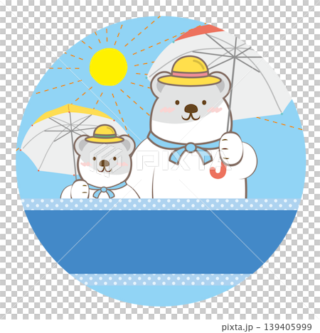 Headline illustration for a polar bear family's heatstroke prevention (no text) Headline illustration for a polar bear family's heatstroke prevention (no text) 139405999
