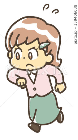 一生懸命走っている女の子のイラスト 私服 一生懸命走っている女の子のイラスト 私服 139406038