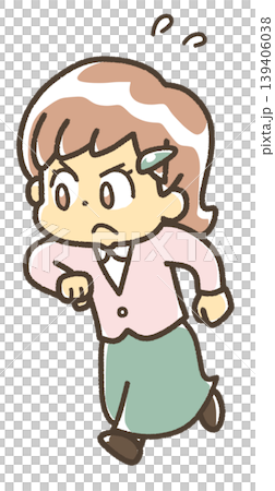一生懸命走っている女の子のイラスト 私服 一生懸命走っている女の子のイラスト 私服 139406038