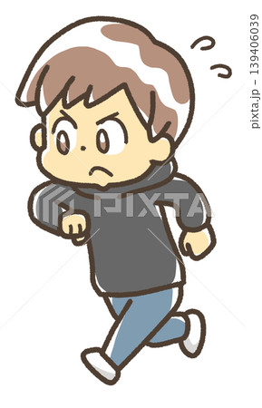 一生懸命走っている男の子のイラスト　私服 139406039