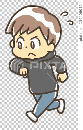 一生懸命走っている男の子のイラスト　私服 139406039
