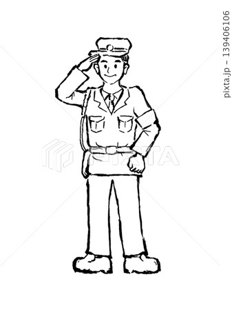 警察官の手書きイラスト モノクロ 線画 警察官の手書きイラスト モノクロ 線画 139406106