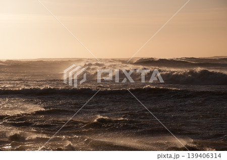 Winter storm with roaring seas on the shores of the Bothnian sea in Pori, Finland Winter storm with roaring seas on the shores of the Bothnian sea in Pori, Finland 139406314