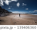 Women walking alone on the beach 139406360