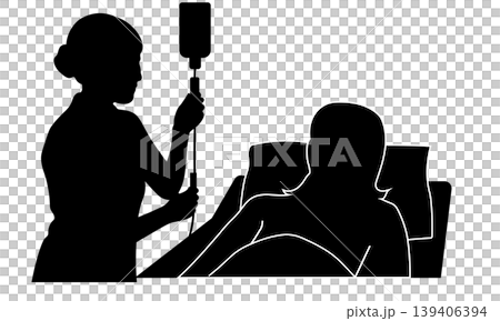 護理師在病房內檢查住院病人的靜脈輸液。 護理師在病房內檢查住院病人的靜脈輸液。 139406394
