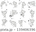 猫がバドミントンを楽しむセットです 139406396