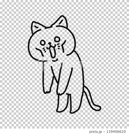 ふらふらで疲れっきているネコ　線画 139406620
