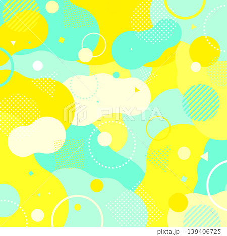 黄色と水色の明るくポップな抽象背景_正方形 139406725