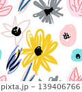 Seamless pattern with flowers. Creative universal artistic floral background. Hand Drawn texture. Trendy Graphic Design 139406766
