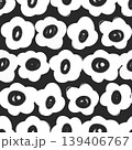 Hand drawn doodle floral seamless pattern in black and white, monochrome abstract blossoms and petals for backgrounds, textiles, wallpaper, packaging and surface design 139406767