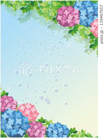 夏の梅雨　紫陽花風景 139407057