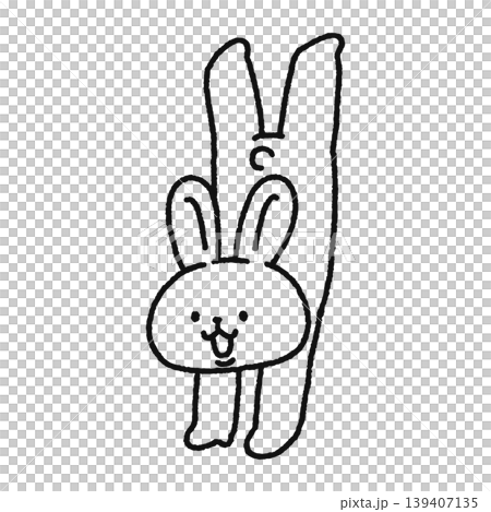 一隻可愛的兔子在做倒立（線條描圖） 139407135