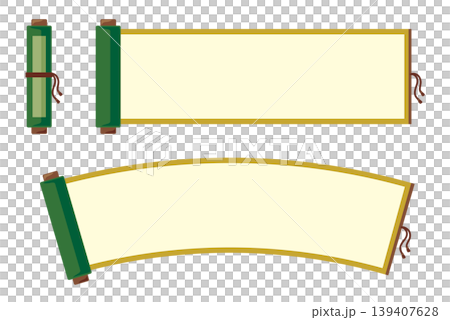 A set of illustrations of Japanese-style scrolls, including customizable headings and title frames. A set of illustrations of Japanese-style scrolls, including customizable headings and title frames. 139407628