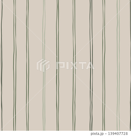 Hand drawn vertical stripe seamless pattern with irregular lines in sage and beige textile Hand drawn vertical stripe seamless pattern with irregular lines in sage and beige textile 139407728