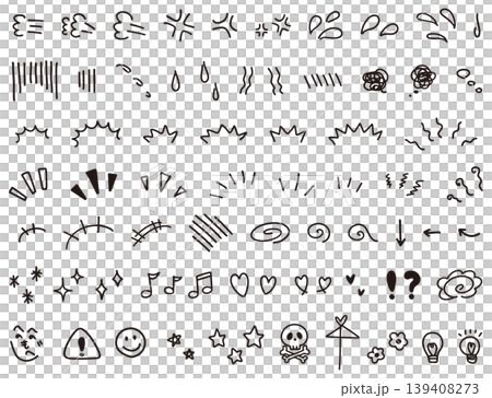 落書き 手書き 漫符 感情表現 アイコン セット 落書き 手書き 漫符 感情表現 アイコン セット 139408273