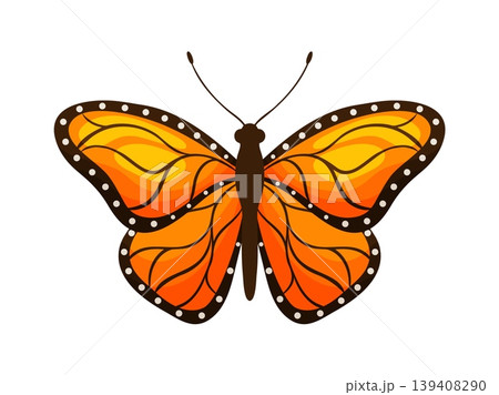 Orange Monarch Butterfly Front View Illustration Orange Monarch Butterfly Front View Illustration 139408290