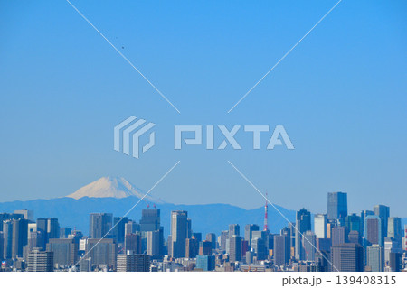 都市風景 東京 ビル群 富士山 東京タワー 港区 都市風景 東京 ビル群 富士山 東京タワー 港区 139408315