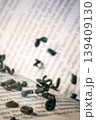 Open Book with Falling Black Letters. Knowledge and Education Concept 139409130