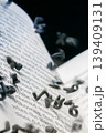 Open Book with Falling Black Letters. Knowledge and Education Concept 139409131