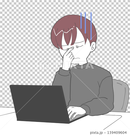 在宅ワークで疲れている男性 139409604