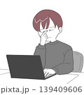 在宅ワークで目頭を押さえる男性 139409606