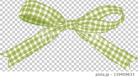 Retro Green Sage Gingham Ribbon Bow Whimsical Illustraion Retro Green Sage Gingham Ribbon Bow Whimsical Illustraion 139409633