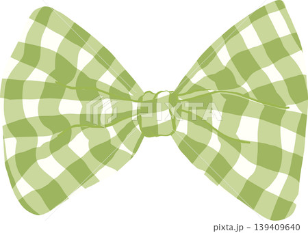Green Sage Gingham Bow Tie Whimsical Illustraion Green Sage Gingham Bow Tie Whimsical Illustraion 139409640