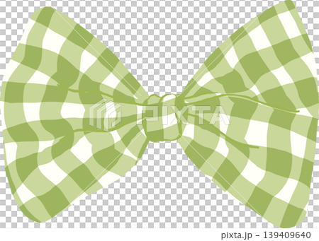 Green Sage Gingham Bow Tie Whimsical Illustraion Green Sage Gingham Bow Tie Whimsical Illustraion 139409640