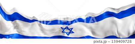 The national flag of Israel is shown on a clear background. The image highlights the blue and white colors along with the Star of David. This flag serves as a footer element 139409728