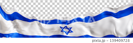 The national flag of Israel is shown on a clear background. The image highlights the blue and white colors along with the Star of David. This flag serves as a footer element 139409728