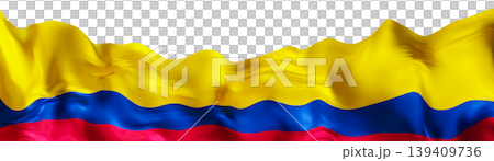 A national flag of Colombia is shown on a clear background. The flag features three horizontal stripes in yellow, blue, and red. It is presented as a footer element for various uses A national flag of Colombia is shown on a clear background. The flag features three horizontal stripes in yellow, blue, and red. It is presented as a footer element for various uses 139409736