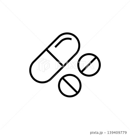 Medical Pills and Capsules Line Icon Medical Pills and Capsules Line Icon 139409779