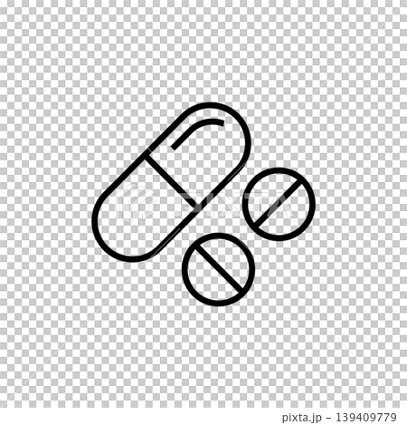 Medical Pills and Capsules Line Icon Medical Pills and Capsules Line Icon 139409779