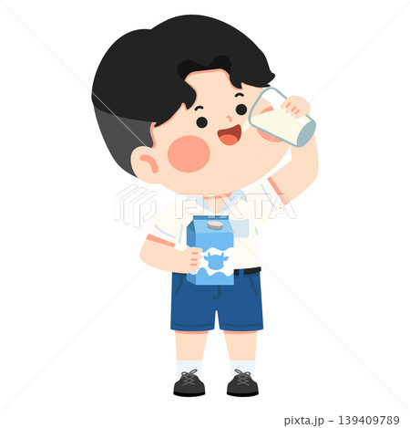 Boy Drinking Milk From Carton Healthy Lifestyle Boy Drinking Milk From Carton Healthy Lifestyle 139409789