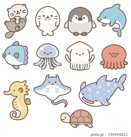 海の生き物たち　セット 139409822