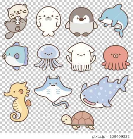 海の生き物たち　セット 139409822