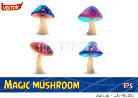 fantasy magic multicolored mushrooms narcotic and intoxicating shine luminous vector illustration 139409855