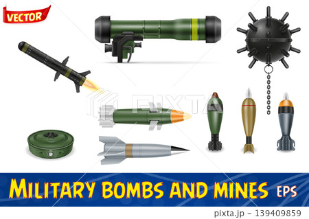 military bombs mines and missiles vector illustration military bombs mines and missiles vector illustration 139409859