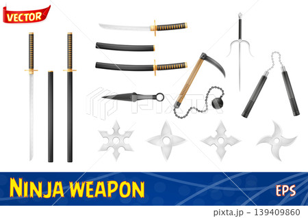 ninja weapon japanese warrior assassin vector illustration ninja weapon japanese warrior assassin vector illustration 139409860