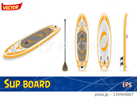 inflatable sup board for outdoor activities and water sports vector illustration 139409867